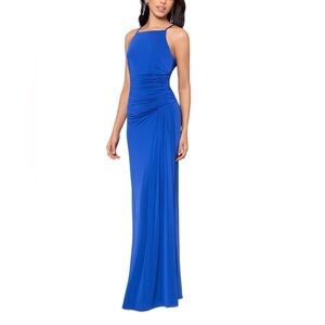 Betsy & Adam Women's Blue‎ Ruched Spaghetti-Strap Dress Size 8